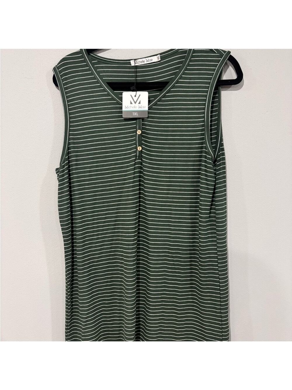 Michelle Mae Green Striped Women's Top - 1X